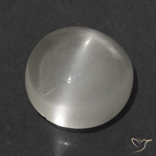 1.28ct Натуральный Теплый белый Лунный Камень Кошачий Глаз, Круглый, Прозрачный