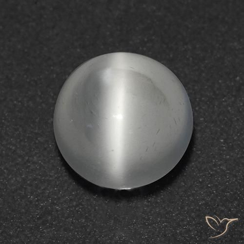 1.08ct Натуральный Белый Лунный камень кошачий глаз, Круглый, Прозрачный