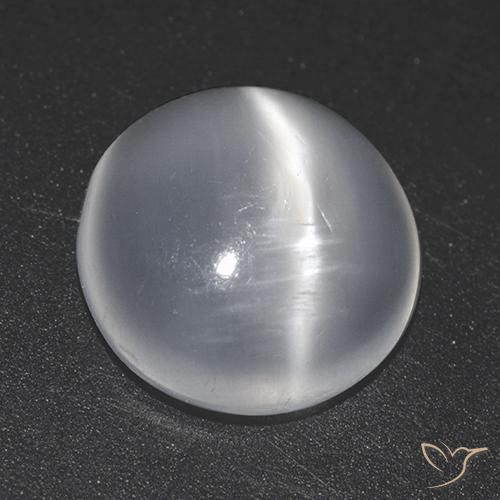1.46ct Натуральный Белый Лунный Камень Кошачий Глаз, Круглый, Прозрачный