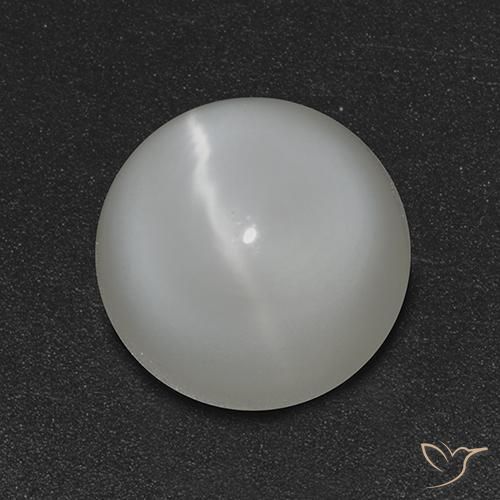 2.51ct Натуральный Белый Лунный Камень Кошачий Глаз, Круглый, Полупрозрачный