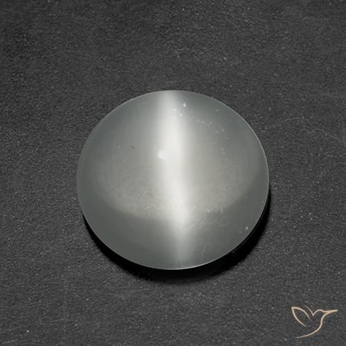 1.37ct Натуральный Белый Лунный Камень Кошачий Глаз, Круглый, Прозрачный
