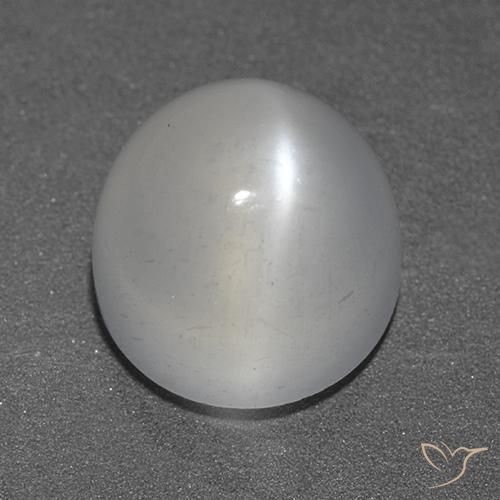 3.47ct Натуральный Белый Лунный Камень Кошачий Глаз, Круглый, Прозрачный