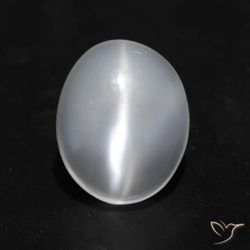 1.49ct Натуральный Полупрозрачный белый Лунный Камень Кошачий Глаз, Овал, Прозрачный