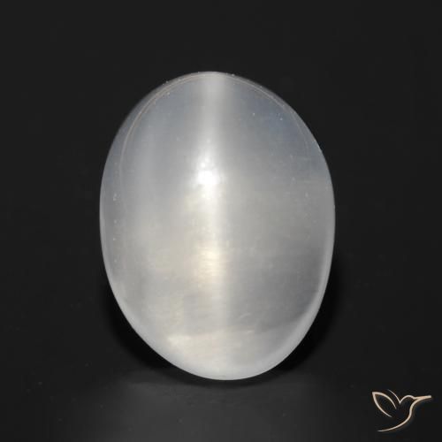 1.51ct Натуральный Белый Лунный камень кошачий глаз, Овал, Прозрачный