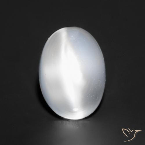 1.06ct Натуральный Белый Лунный Камень Кошачий Глаз, Овал, Прозрачный