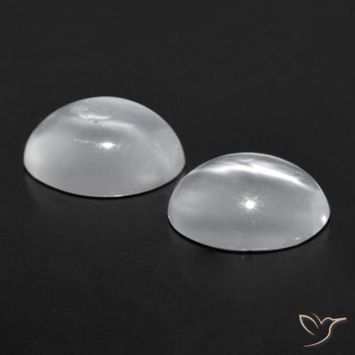 Натуральный белый cat's eye moonstone 1,41 карата огранка овал, прозрачный