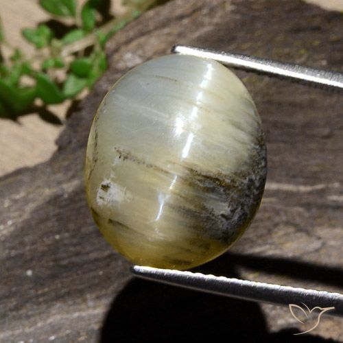 11.91ct Натуральный Коричневато-желтый Опал Кошачий Глаз, Овал, Непрозрачный