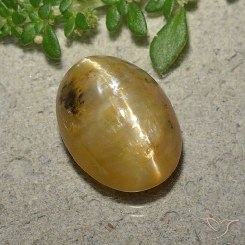 4.45ct Натуральный Золотисто-Апельсиновый Опал Кошачий Глаз, Овал, Полупрозрачный