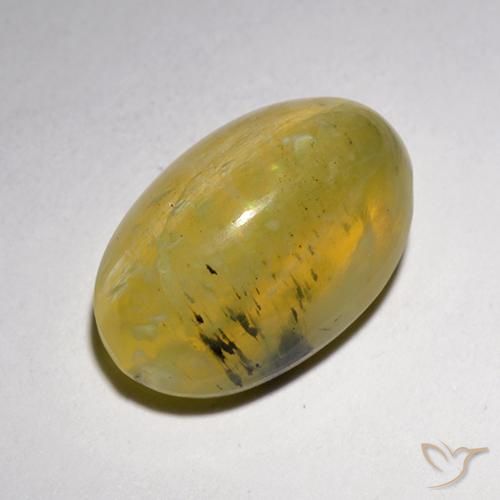 5.25ct Натуральный Мягкий желтый Опал Кошачий Глаз, Овал, Полупрозрачный