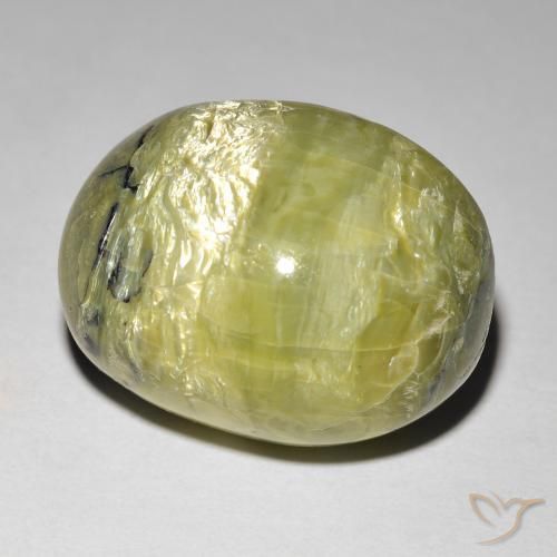 14.90ct Натуральный Теплый зеленый Опал Кошачий Глаз, Овал, Непрозрачный