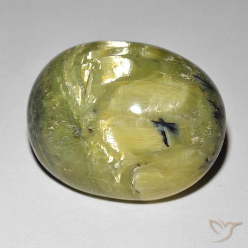21.92ct Натуральный Земля зеленый Опал Кошачий Глаз, Овал, Непрозрачный