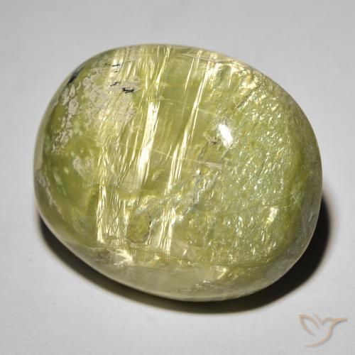 25.50ct Натуральный Средний зеленый Опал Кошачий Глаз, Овал, Непрозрачный