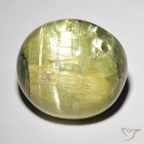 17.84ct Натуральный Теплый зеленый Опал Кошачий Глаз, Овал, Непрозрачный