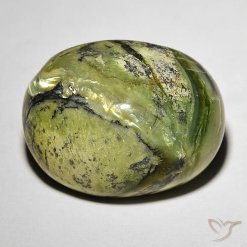 15.89ct Натуральный Земля зеленый Опал Кошачий Глаз, Овал, Непрозрачный