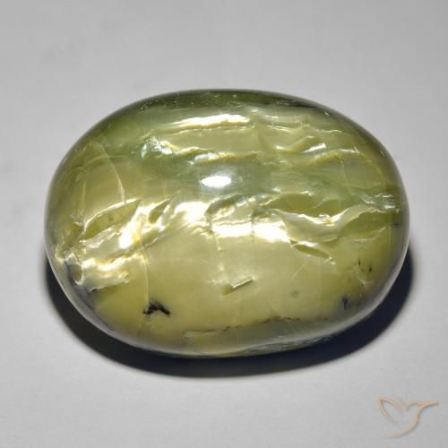 38.44ct Натуральный Земля зеленый Опал Кошачий Глаз, Овал, Непрозрачный