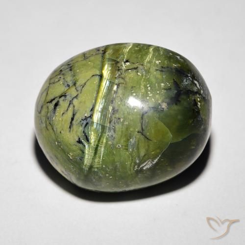 11.27ct Натуральный Земля зеленый Опал Кошачий Глаз, Овал, Непрозрачный