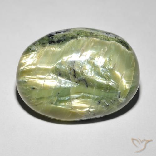14.58ct Натуральный Желтовато-зеленый Опал Кошачий Глаз, Овал, Непрозрачный