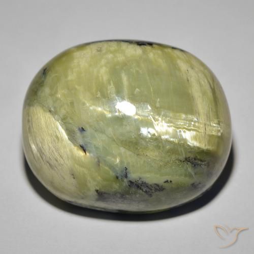 41.82ct Натуральный Желтовато-зеленый Опал Кошачий Глаз, Овал, Непрозрачный