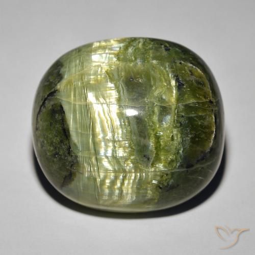 32.39ct Натуральный Коричневато-зеленый Опал Кошачий Глаз, Овал, Непрозрачный