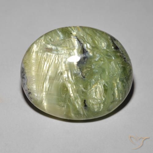 16.89ct Натуральный Земля зеленый Опал Кошачий Глаз, Овал, Непрозрачный