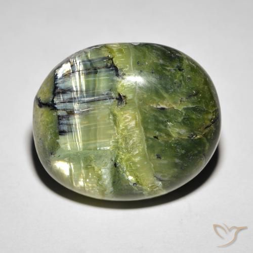 18.85ct Натуральный Желтовато-зеленый Опал Кошачий Глаз, Овал, Непрозрачный