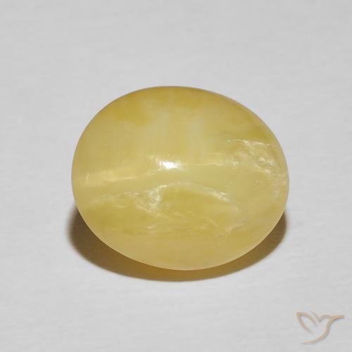 5.98ct Натуральный Светло-землисто-желтый Опал Кошачий Глаз, Овал, Непрозрачный