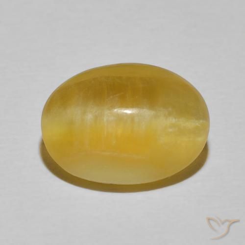 4.91ct Натуральный Золотисто-Апельсиновый Опал Кошачий Глаз, Овал, Непрозрачный