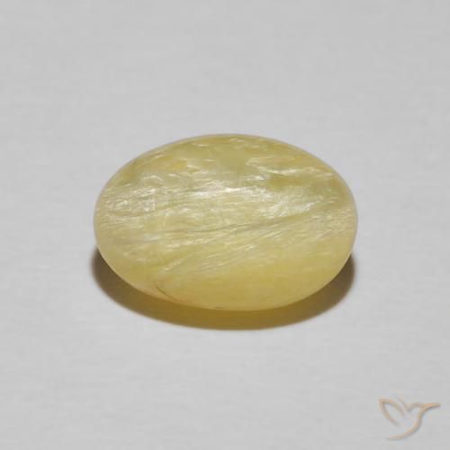 2.89ct Натуральный Очень светлый дижонский желтый Опал Кошачий Глаз, Овал, Непрозрачный