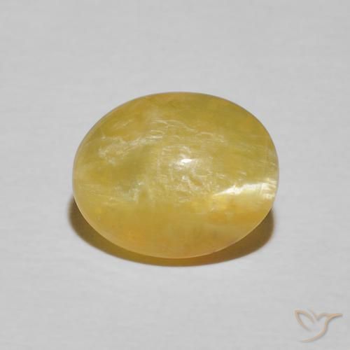 2.80ct Натуральный Золотарник желтый Опал Кошачий Глаз, Овал, Непрозрачный
