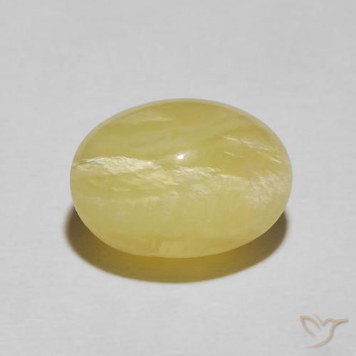 4.48ct Натуральный Светло-желтый Опал Кошачий Глаз, Овал, Непрозрачный