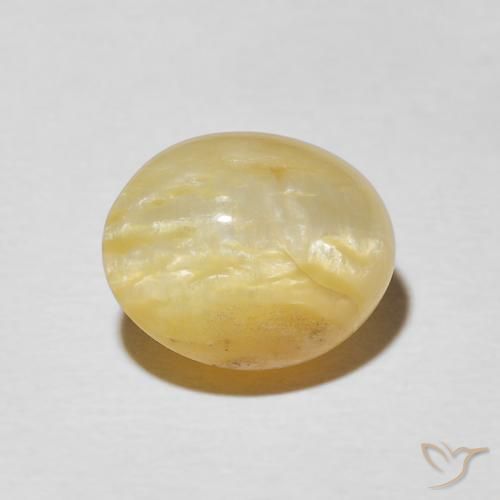 3.43ct Натуральный Средний желтый Опал Кошачий Глаз, Овал, Непрозрачный