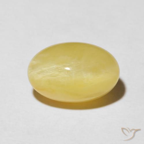 5.95ct Натуральный Светло-желтый Опал Кошачий Глаз, Овал, Непрозрачный