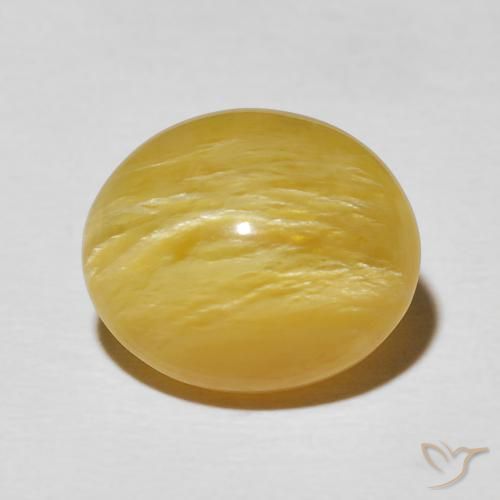 6.36ct Натуральный Золотисто-оранжевый Опал Кошачий Глаз, Овал, Непрозрачный