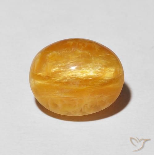 6.92ct Натуральный Средний апельсин Опал Кошачий Глаз, Овал, Непрозрачный