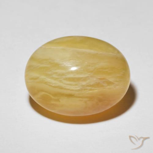 20.55ct Натуральный Средний желтый Опал Кошачий Глаз, Овал, Непрозрачный