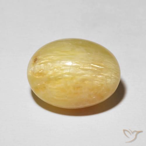 14.38ct Натуральный Золотарник желтый Опал Кошачий Глаз, Овал, Непрозрачный