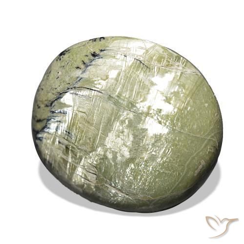 25.90 карата, натуральный Желтовато-зеленый Опал Кошачий Глаз, Подушка, Непрозрачный