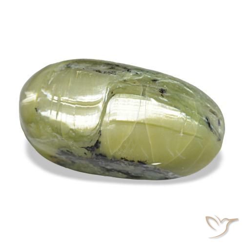 Натуральный зелёный cat's eye opal 9,66 карата огранка овал, непрозрачный