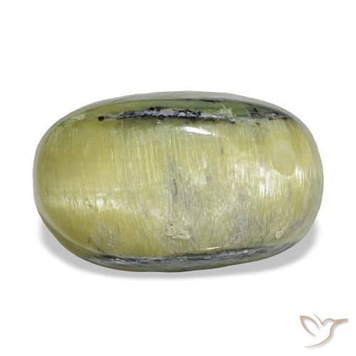Натуральный зелёный cat's eye opal 4,62 карата огранка овал, непрозрачный