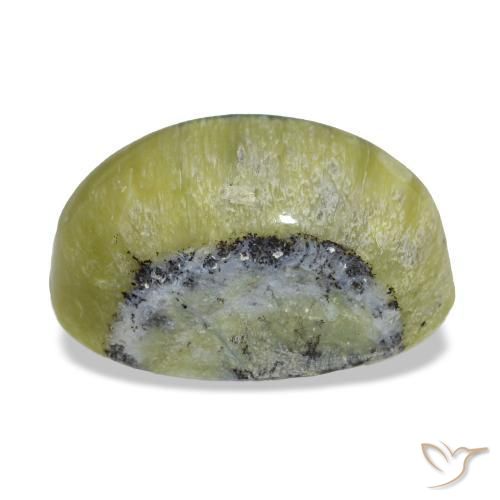 Натуральный зелёный cat's eye opal 4,62 карата огранка овал, непрозрачный