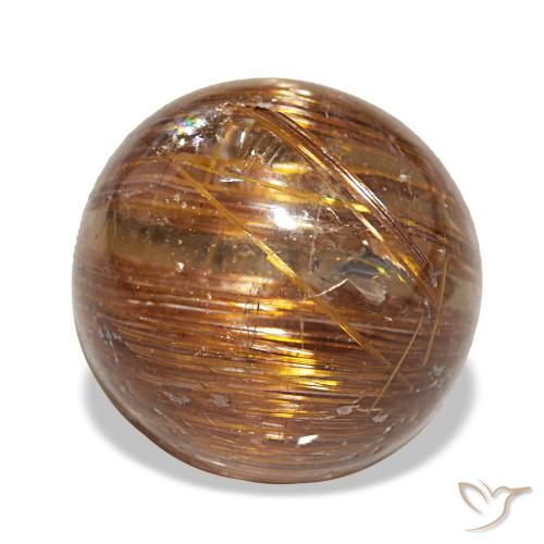 Оранжевый cat's eye rutile quartz 3,91 карата, круг, чистота полупрозрачный