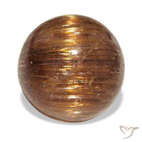 Оранжевый cat's eye rutile quartz 5,21 карата, круг, чистота полупрозрачный