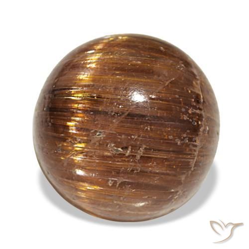 Натуральный оранжевый cat's eye rutile quartz 5,21 карата огранка круг, полупрозрачный