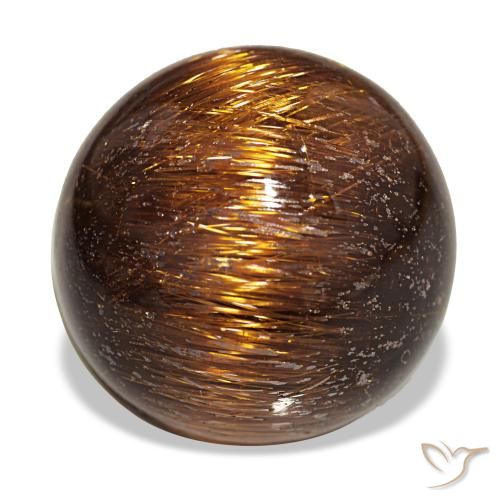 Оранжевый cat's eye rutile quartz 19,68 карата, круг, чистота непрозрачный