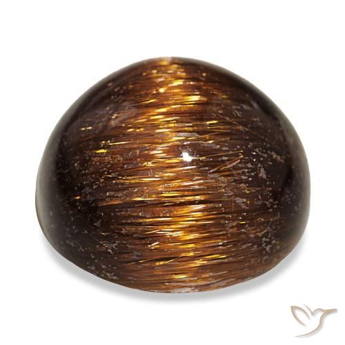 Натуральный оранжевый cat's eye rutile quartz 19,68 карата огранка круг, непрозрачный