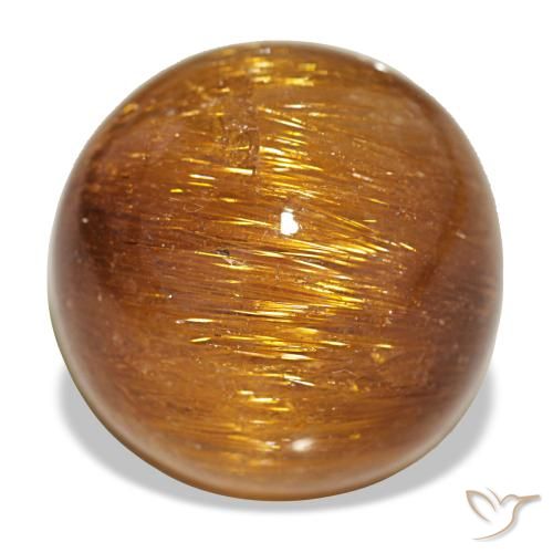 Оранжевый cat's eye rutile quartz 17,93 карата, круг, чистота непрозрачный
