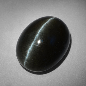 Натуральный чёрный cat's eye scapolite 18,17 карата огранка овал, непрозрачный