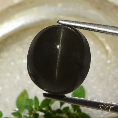 5.83ct Натуральный Черный Скаполит Кошачий Глаз, Овал, Полупрозрачный