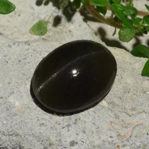 Натуральный чёрный cat's eye scapolite 5,10 карата огранка овал, полупрозрачный