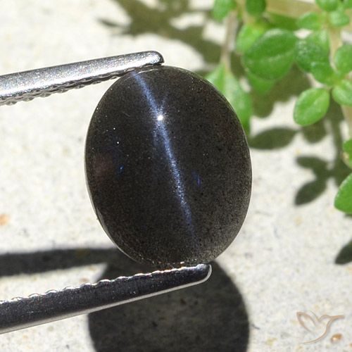 2.85ct Натуральный Черный Скаполит Кошачий Глаз, Овал, Непрозрачный